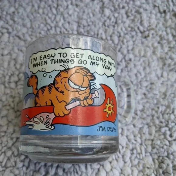 Vintage 1978 Garfield McDonald's Glass Mugs Set of 2 Jim Davis - Picture 3 of 8